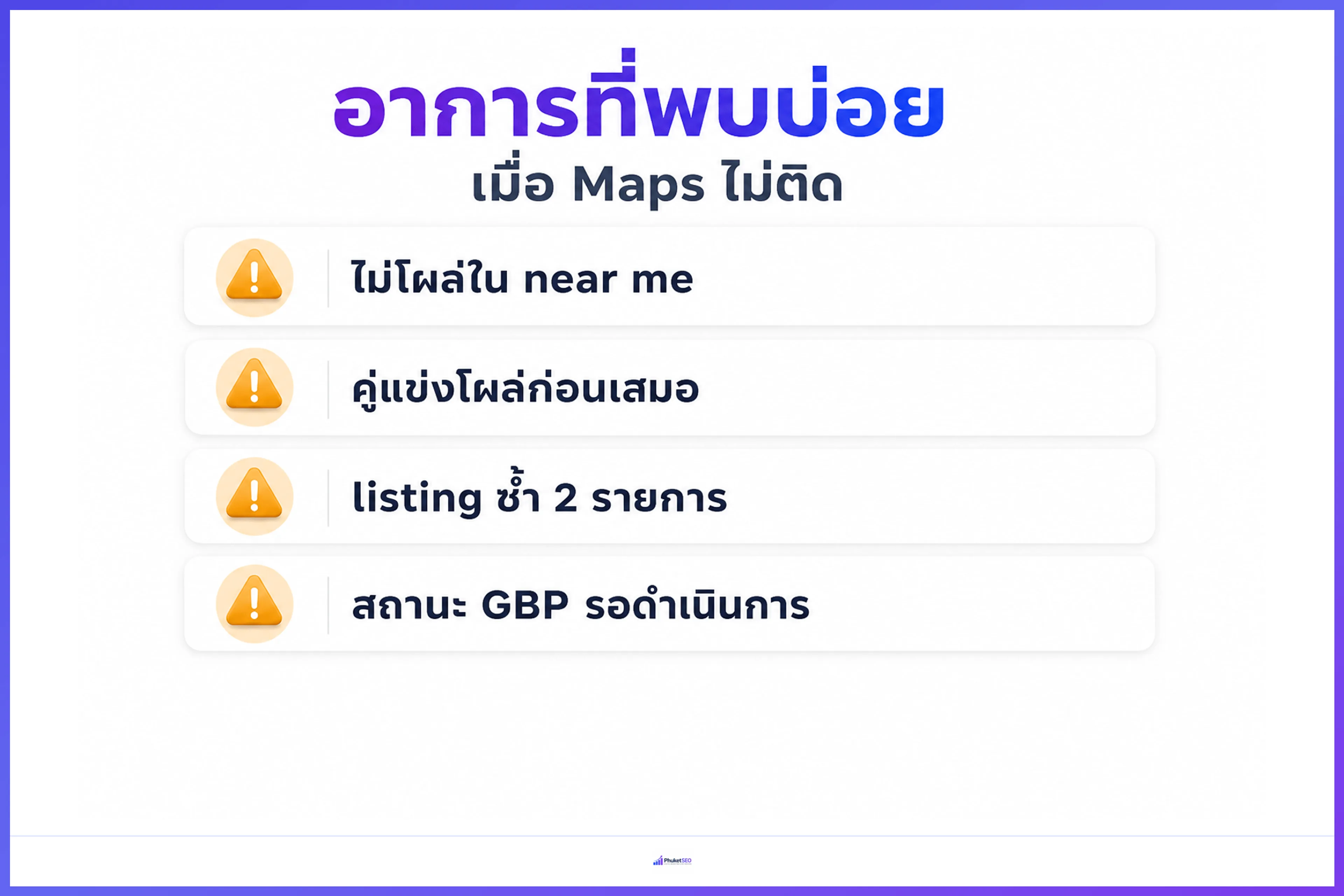 อาการ Google Maps ไม่ติด — ธุรกิจไม่โผล่หรืออันดับต่ำบนแผนที่