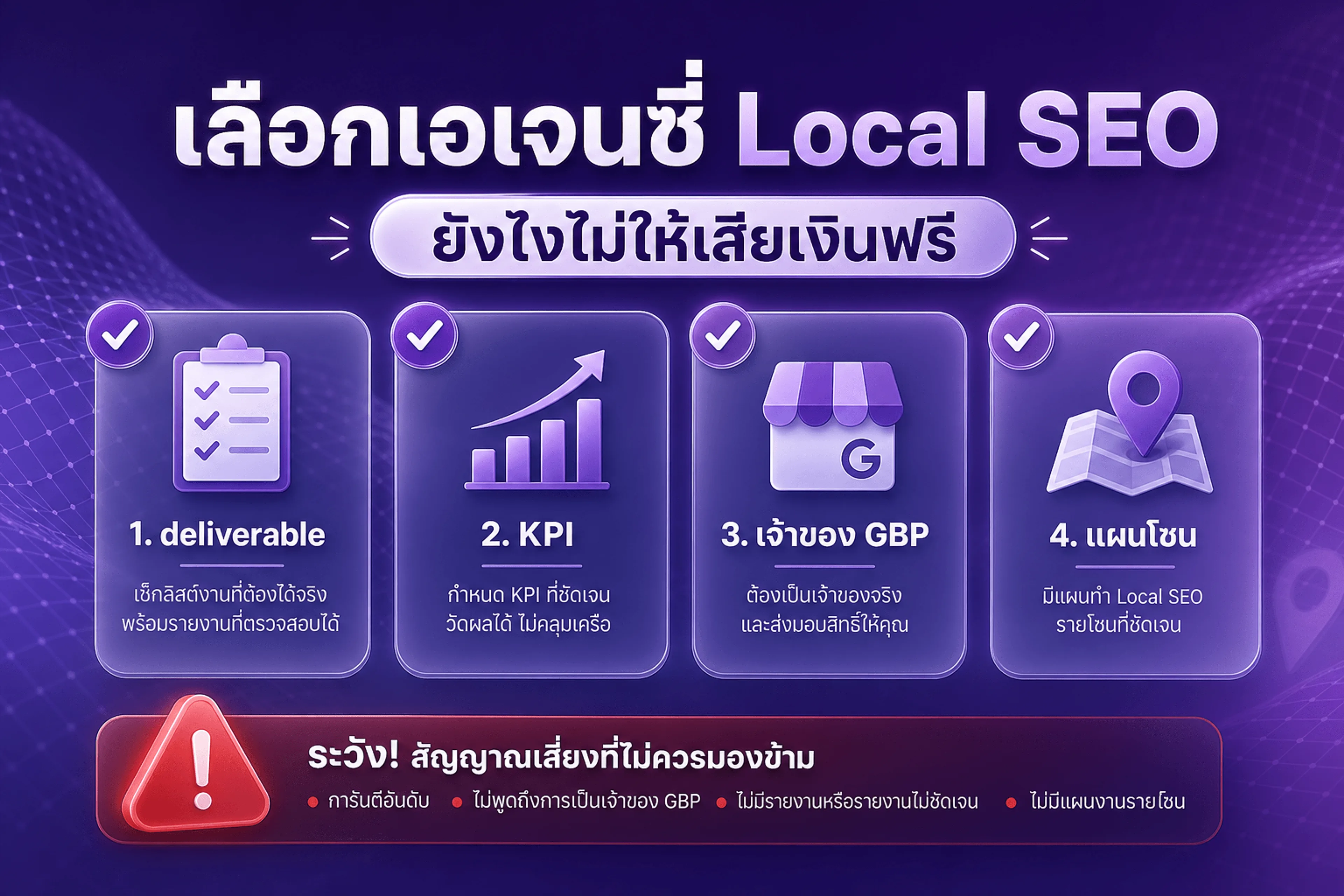 เลือกเอเจนซี่ Local SEO — เกณฑ์ก่อนจ้างบริการ local seo ไม่เสียเงินฟรี
