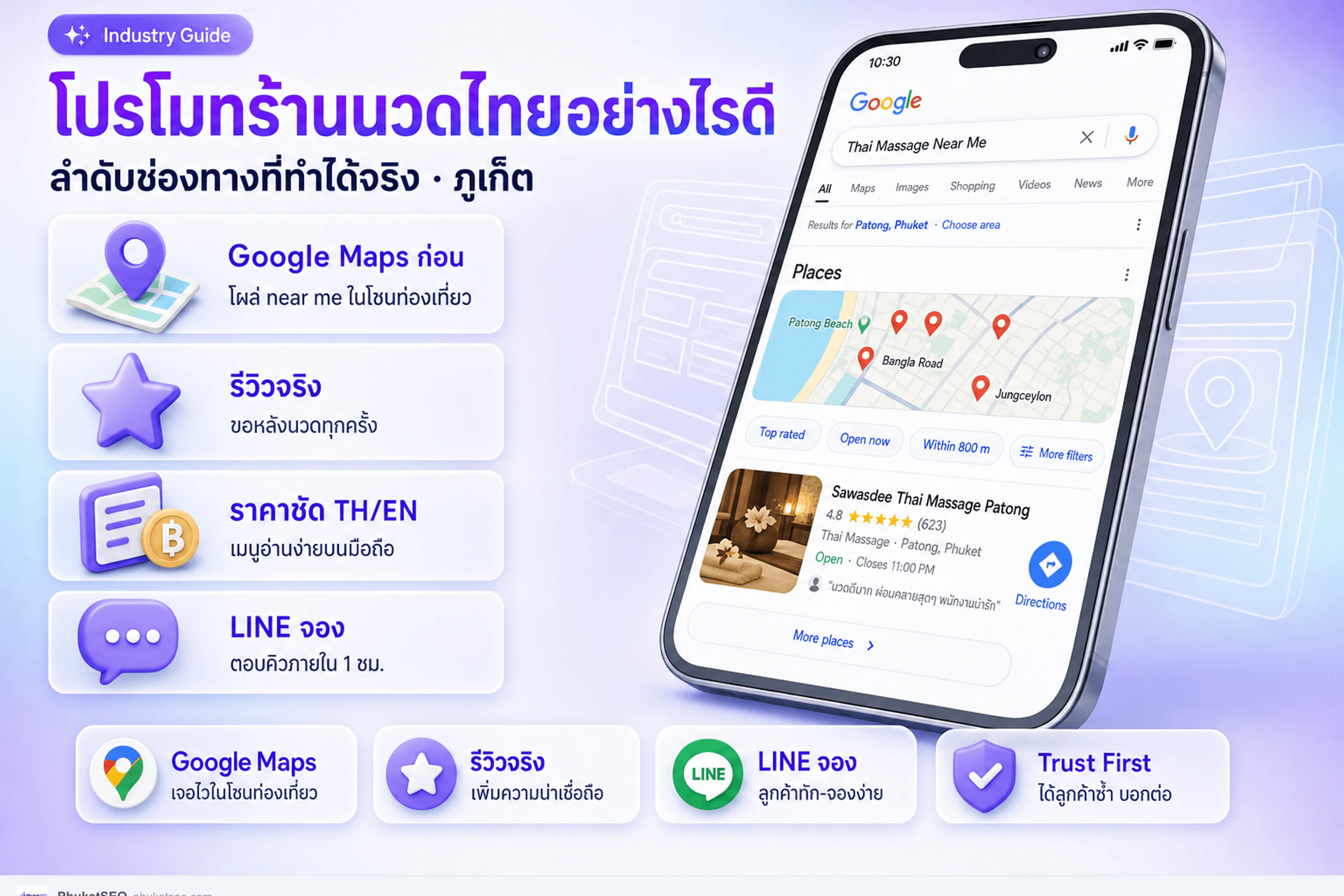 โปรโมทร้านนวดไทยอย่างไรดี — ลำดับช่องทาง Google Maps รีวิว และราคาชัดในภูเก็ต