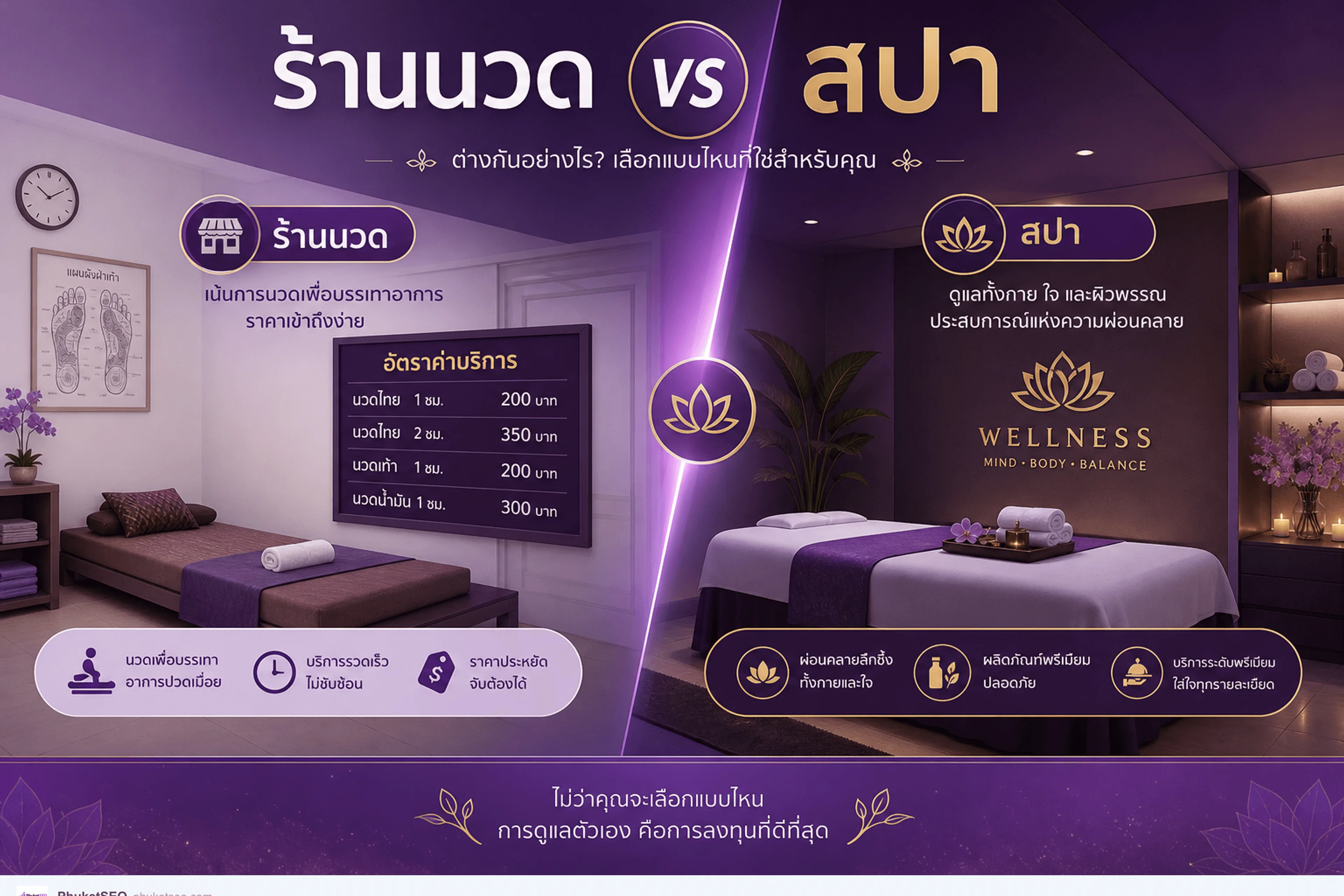 ร้านนวดกับสปา โปรโมตต่างกันอย่างไร — ช่องทางและลูกค้าเป้าหมาย